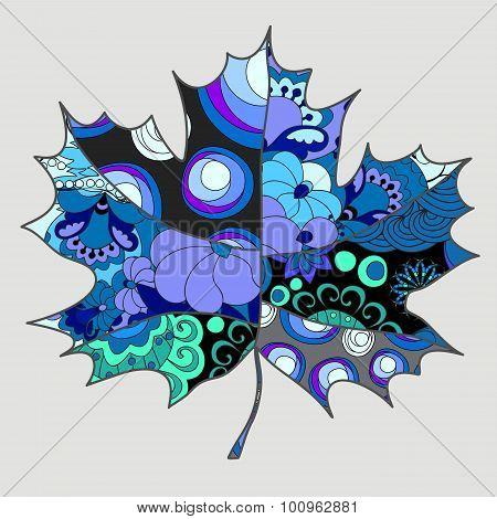 Stock Single Isolated Maple Leaf.patchwork Autumn Background