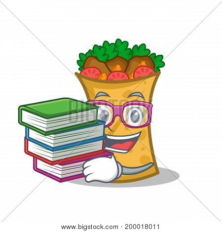Student with book kebab wrap character cartoon vector illustration