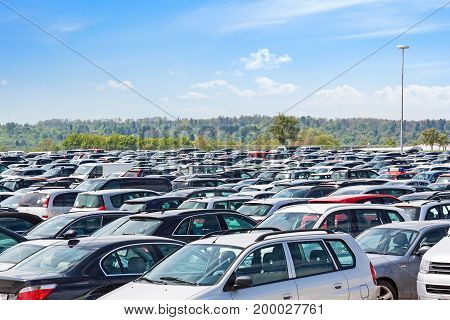 Lots of cars parking at airport carpark