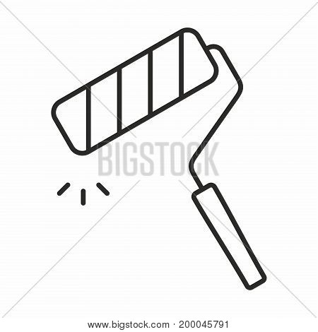 Paint roller line icon on white background. Vector illustration.