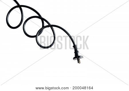 A Black Electrical  Plug On White Background