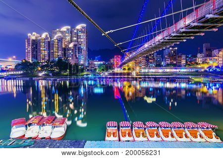 Xindian riverside park night view in Taipei