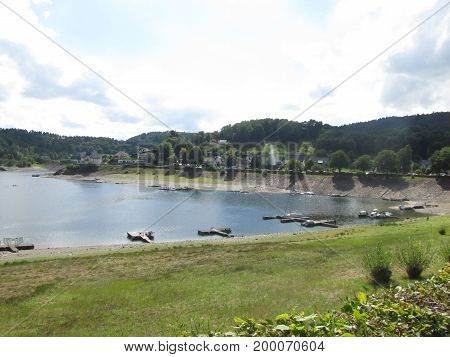 a Great beautiful lake with boat docks