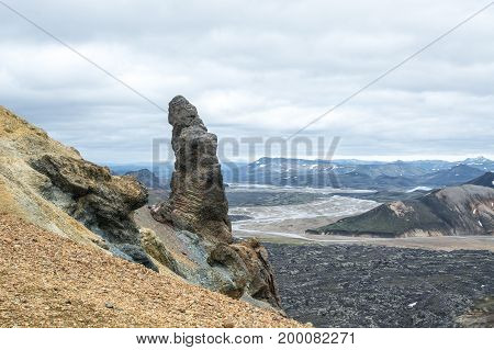 View on the beautifully colored mountain, Brennisteinsalda, Iceland.