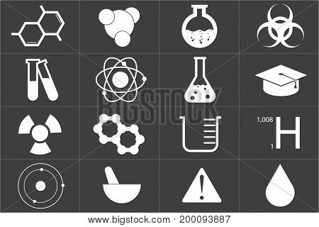 Different chemical icons set in black color