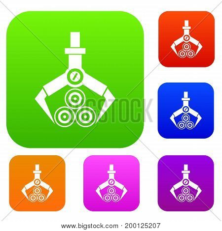 Log loader set icon in different colors isolated vector illustration. Premium collection