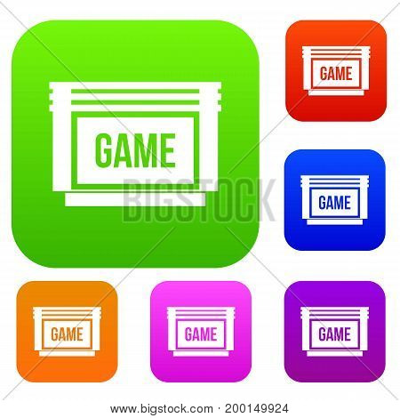 Game cartridge set icon in different colors isolated vector illustration. Premium collection