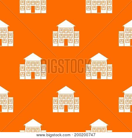 Bank building pattern repeat seamless in orange color for any design. Vector geometric illustration