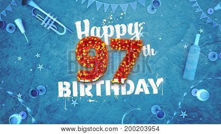 Happy 97Th Birthday Card With Beautiful Details