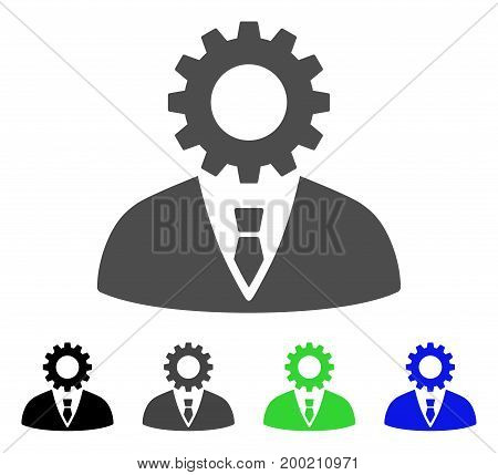 Soulless Official Bureaucrat flat vector icon. Colored soulless official bureaucrat, gray, black, blue, green icon variants. Flat icon style for web design.