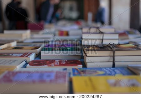 Book fair in Vitoria city celebrating book's day on april the 23th