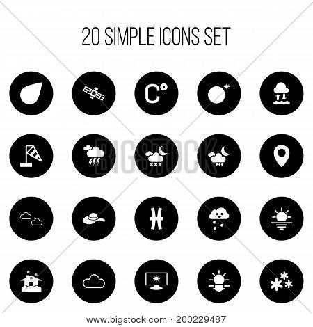 Set Of 20 Editable Air Icons. Includes Symbols Such As Monitor, Hail, Sputnik And More