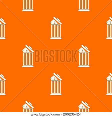 Envelope in trash bin pattern repeat seamless in orange color for any design. Vector geometric illustration