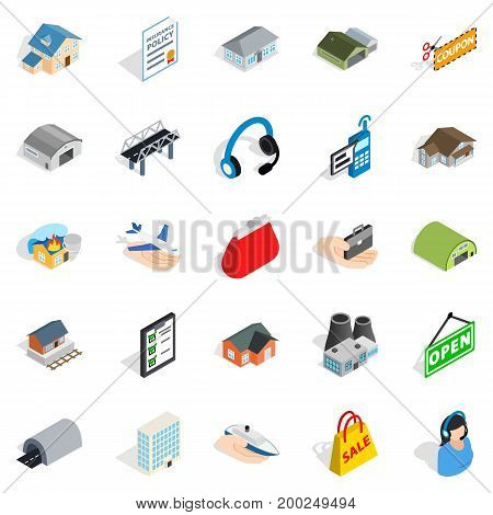 Pledge icons set. Isometric set of 25 pledge vector icons for web isolated on white background