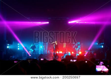 VINNYTSIA, UKRAINE - SEPTEMBER 02, 2016: Performance of THE HARDKISS in Vinnytsia