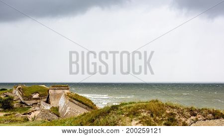 Old War Fort Ruins On The Beach