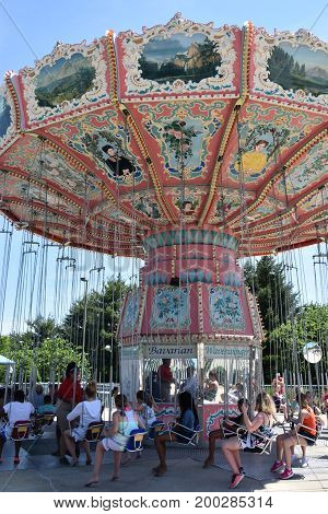 ALLENTOWN, PA - JUN 11: Dorney Park in Allentown, Pennsylvania, as seen on Jun 11, 2017. It features some of the world's most prominent roller coasters.