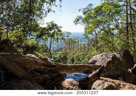 Cameron Falls waterfall on Mt Tamborine, in the Gold Coast hinterland in Australia.