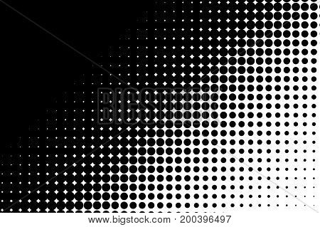Comic background. Halftone dotted retro pattern with circles, dots, design element for web banners, posters, cards, wallpapers, backdrops, sites. Pop art style. Vector illustration. Black and white