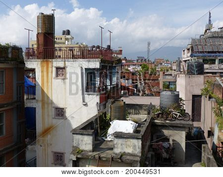 Roofs of Kathmandu, The Streets of Thamel, the tourist place of Kathmandu - capital of Nepal