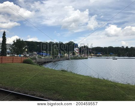 BRISTOL, CT - JUL 8: Lake Compounce in Bristol, Connecticut, as seen on July 8, 2017. Opened in 1846, it is the oldest continuously-operating amusement park in the United States.