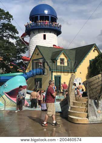 BRISTOL, CT - JUL 8: Lake Compounce in Bristol, Connecticut, as seen on July 8, 2017. Opened in 1846, it is the oldest continuously-operating amusement park in the United States.