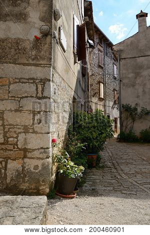 Street in old, historical Bale city, Croatia