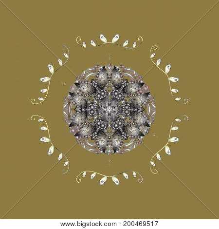 Isolated Cute Snowflakes On Colorful Background. Vector Illustration. Simple Illustration Of Nice Sn