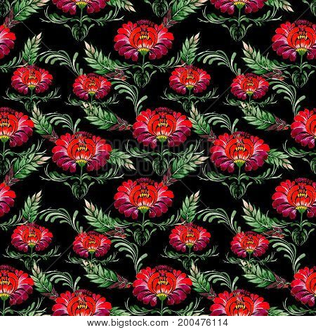 Wildflower petrikovka flower pattern in a watercolor style isolated. Full name of the plant: petrikovka. Aquarelle wild flower for background, texture, wrapper pattern, frame or border.