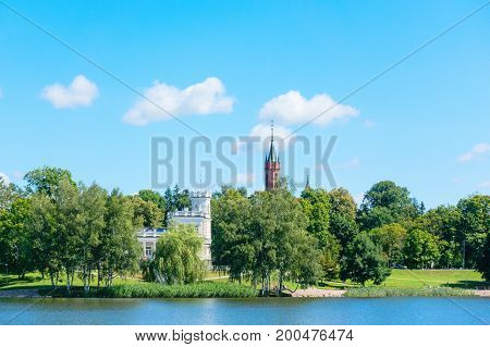 View of the Druskininkai city from the lake Druskonis