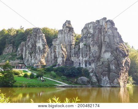 The natural rock formation Externsteine in Germany