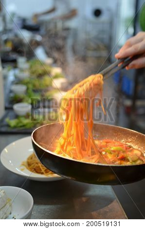 Fresh Pasta coocked in the restaurant .