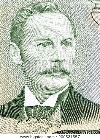 Rafael Yglesias Castro portrait from Costa Rican money