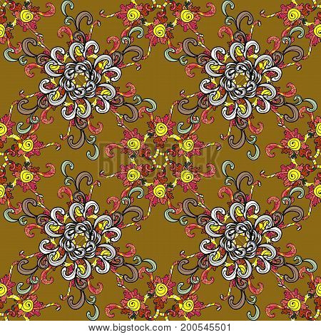 On colorful background. Vector illustration. Beautiful fabric pattern. Seamless Floral Pattern in Vector illustration.