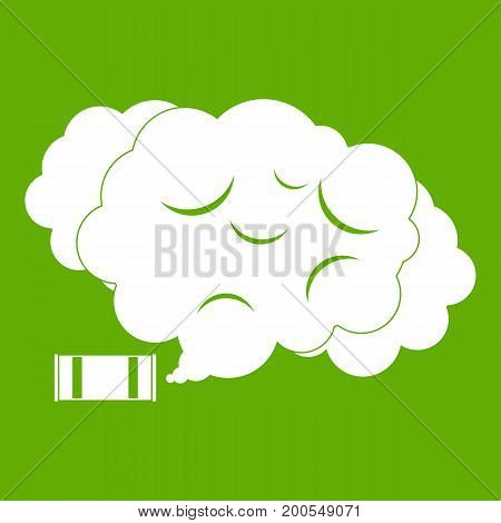 Tear gas icon white isolated on green background. Vector illustration