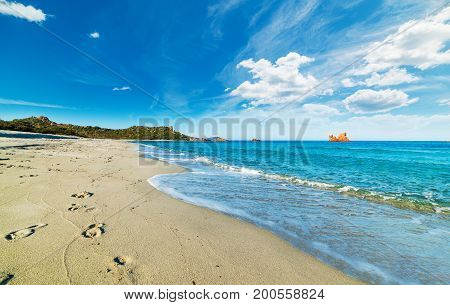 Cloudy sky over Cea beach. Sardinia Italy