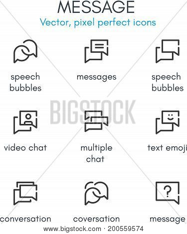 Message Theme, Line Icon Set.