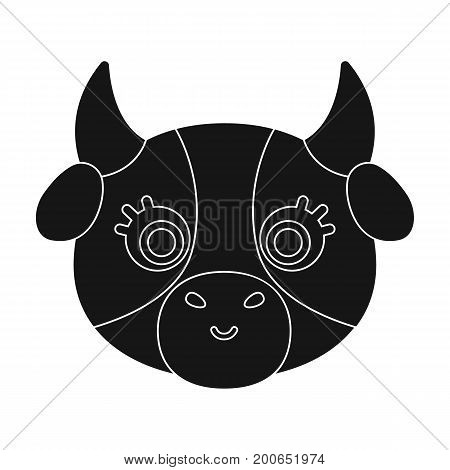 Cow muzzle icon in black design isolated on white background. Animal muzzle symbol stock vector illustration.
