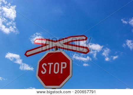Sto sign on the clear blue sky