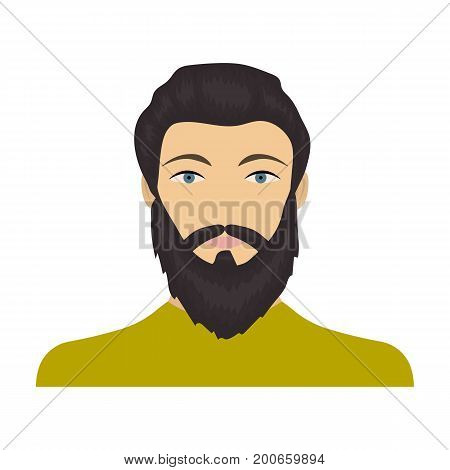 The face of a man with a beard and mustache. Face and appearance single icon in cartoon style vector symbol stock illustration .