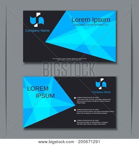 Modern visiting card vector template. White background with bluel geometric elements
