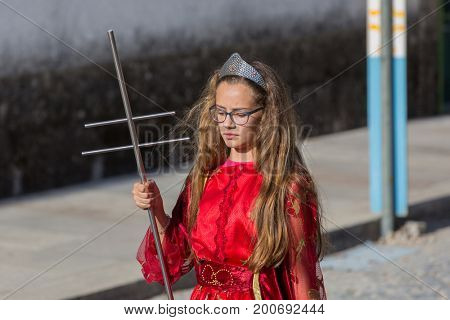 ABADIA, AMARES, PORTUGAL - August 15, 2017: Traditional religious procession of Senhora da Abadia in Amares, Portugal