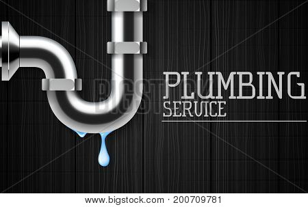 Vector illustration of Plumbing service on black backgroun