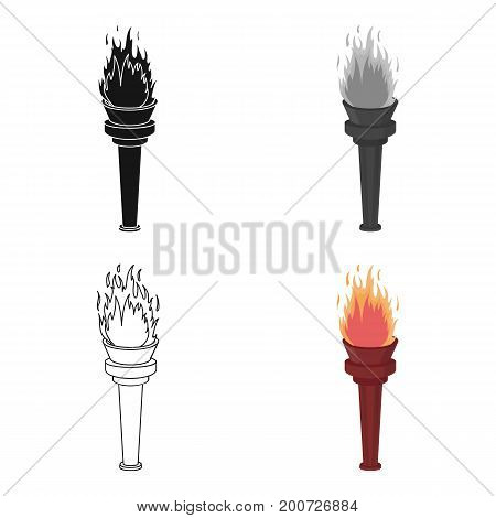 Street lamp in the form of a torch with an open fire.Lamppost single icon in cartoon style vector symbol stock illustration .