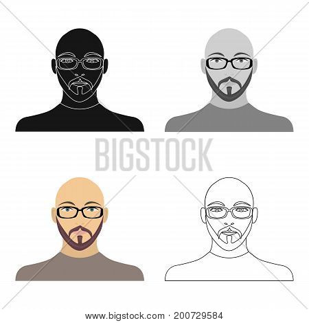 The face of a bald man with glasses, with a beard and mustache. The face of a man single icon in cartoon style vector symbol stock illustration .