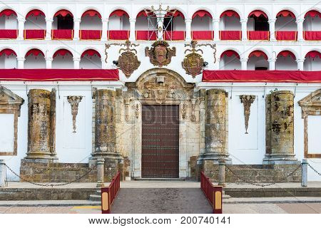 Entrance to the Church of Our Lady of Granada Llerena Extremadura Spain