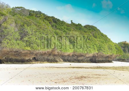 View of the beach and ocean at sunrise in Bamburi Kenya