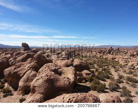 Stones In Altiplano Desert, Bolivia, South America.