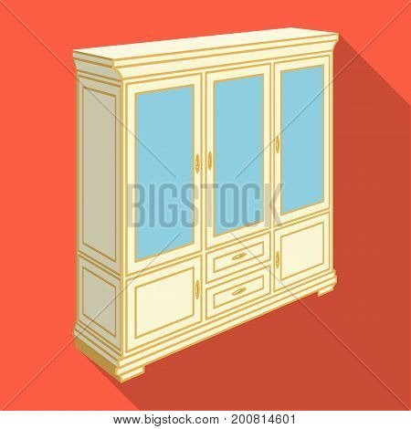 Cabinet with glass doors and drawers. Furniture and interior single icon in flat style vector Isometric symbol stock illustration .