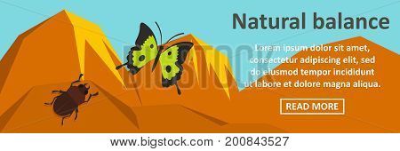 Natural balance banner horizontal concept. Flat illustration of natural balance banner horizontal vector concept for web